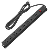 HHSOET metal 8-outlet wall-mount power strip with wide spacing for large plugs.
