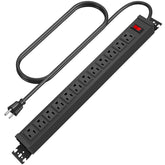 HHSOET rotating mountable power strip front view for organized workstation power access.