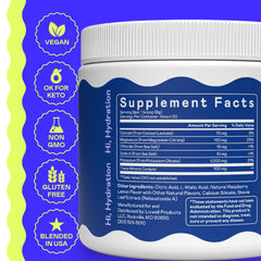 Hi-Lyte Keto K1000 no-sugar label close-up shows clean electrolyte formula.