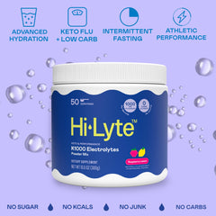 Pouring Hi-Lyte Keto K1000 into water for rapid rehydration.