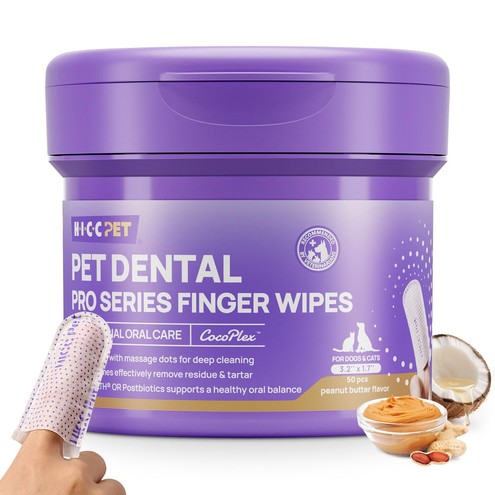 HICC PET Pro dog teeth wipes pack shown for easy daily dental care.