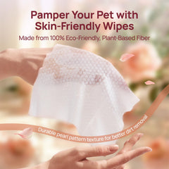 Soft pearl cotton wipes are gentle for paw and fur grooming.