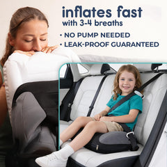 Narrow UberBoost design fits three across back seats of small cars.