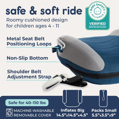 Non-skid base keeps UberBoost steady on car seats