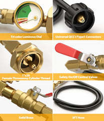 HICOOI brass fittings provide secure outdoor refill connections.
