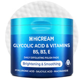 Hicream Glycolic Acid Pads close-up showing gentle exfoliation for refined pores