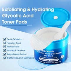 Hicream Glycolic Acid Pads packaging shot highlighting travel-friendly design