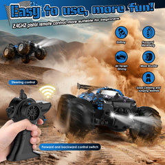 Hielse RC car side view shows rugged tires for all-terrain grip
