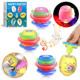 HIEMAO Easter egg spinning tops set with vibrant colors for festive Easter baskets.