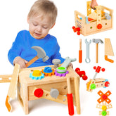 Hieoby wooden toolbox and colorful tools enhance fine motor skills.