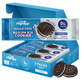 HighKey Sugar Free Sandwich Cookies pack, gluten-free and zero sugar, 30 cookies.