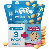 HIGHKEY Vanilla Wafer Cookies 3-pack showcase a convenient gluten-free keto snack.