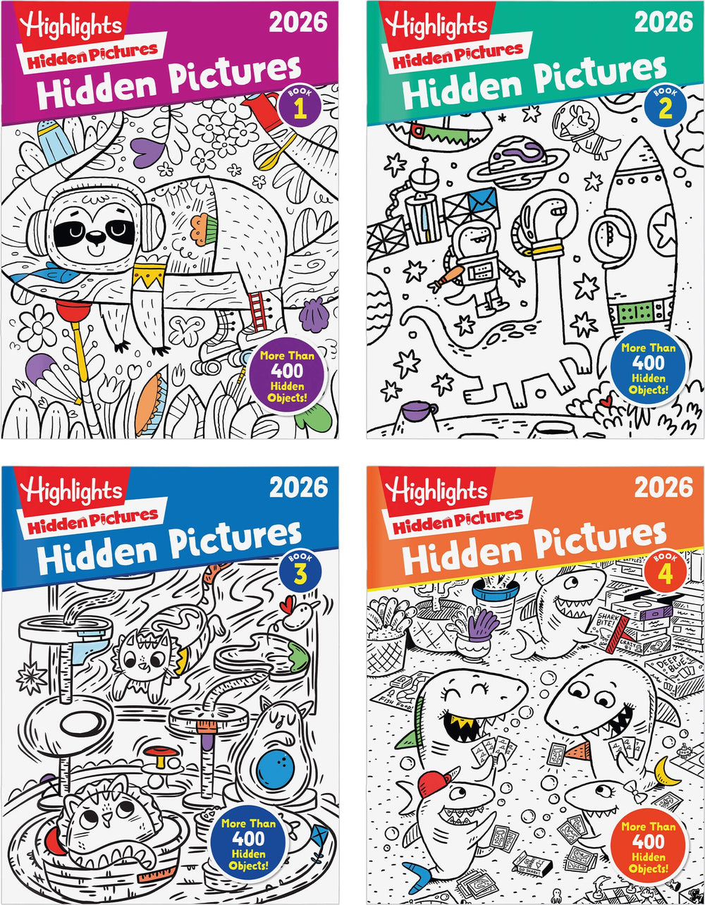 Highlights Hidden Pictures 2026 set cover showcasing engaging puzzles for kids 6 and up
