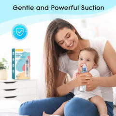 Hihened blue aspirator with three silicone tips for gentle use across ages