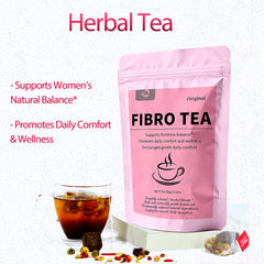 Hiherbs Fibro Tea loose leaf blend showcasing pure organic herbs and daily vitality.
