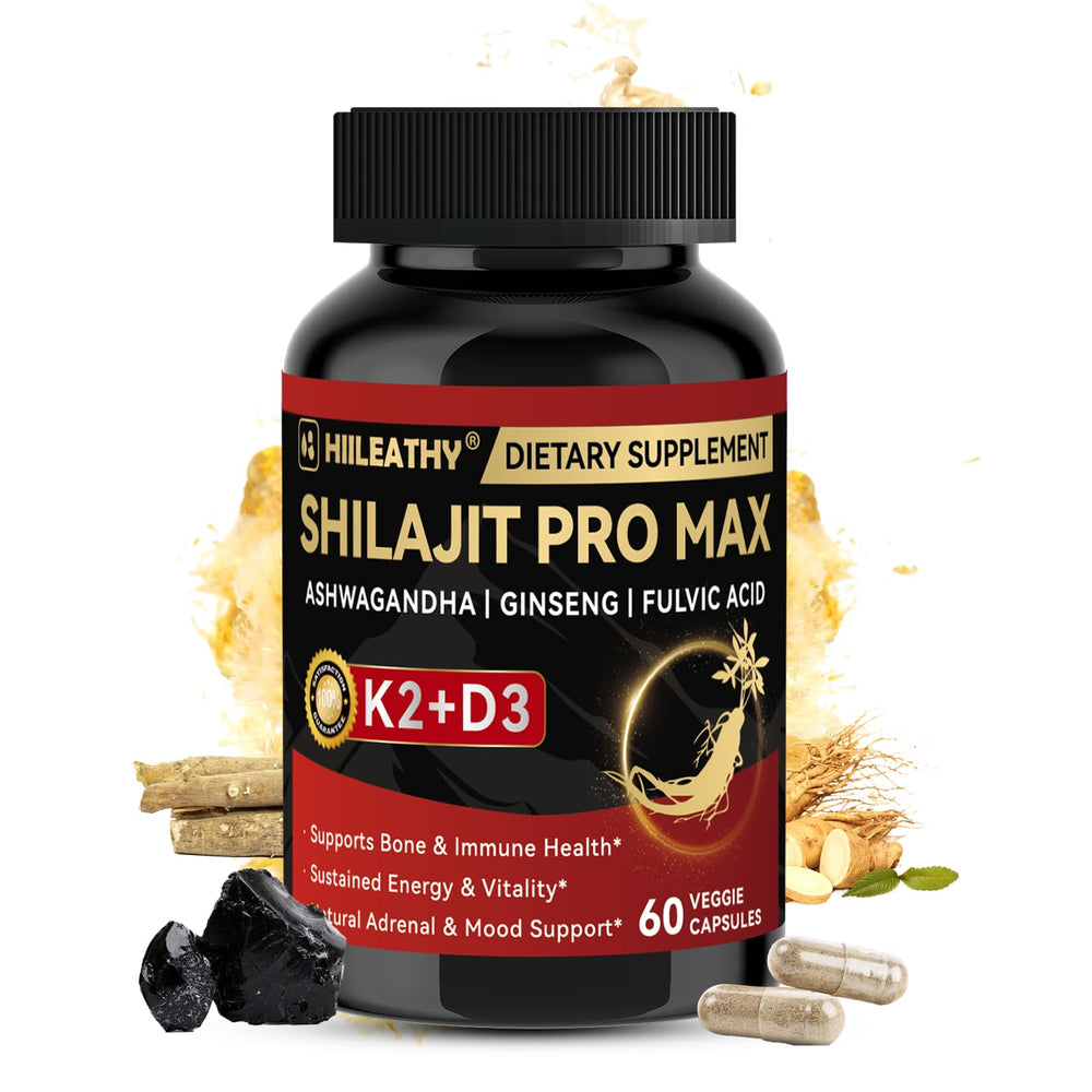 HIILEATHY Shilajit bottle with pour for sustained energy support