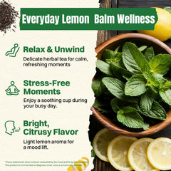 Hiihone lemon balm tea box front showcases clean label and natural ingredients.