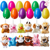 HIKISS Easter eggs with plush toys in a 12-pack for colorful egg hunts
