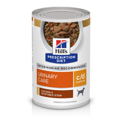 Hill's Prescription Diet c/d Multicare urinary wet dog food chicken stew can—supports urinary health.