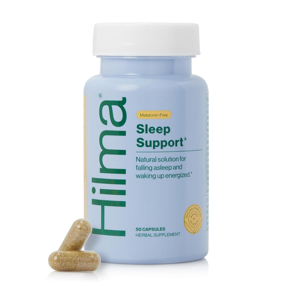 Hilma Sleep Aid bottle front with branding for natural sleep support