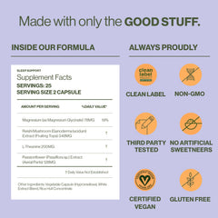 Hilma Sleep Aid packaging label highlighting clean label and allergen information