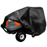 Himal Outdoors Pro riding mower cover on deck showing universal fit and protection