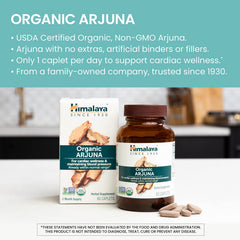 Himalaya Arjuna label highlights organic, vegan, and non-GMO quality