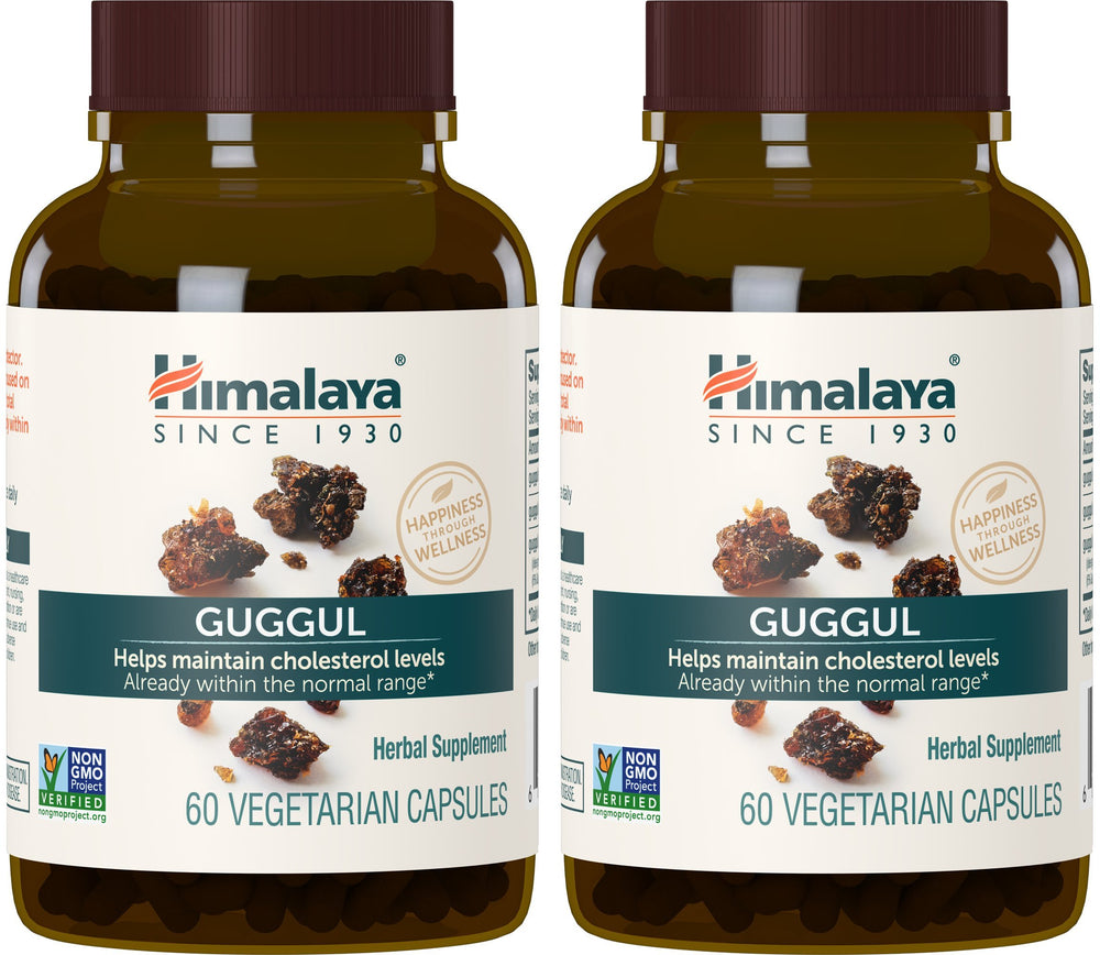 Himalaya Guggul bottle with capsules for daily wellness and balance.