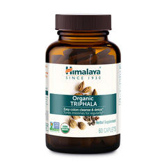 Himalaya Triphala bottle with label on shelf for organic digestion support