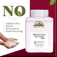Himalayan Chef sea salt being poured for even distribution in a dish