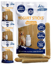 Himalayan Dog Chew Yogurt Sticks packaging highlights peanut butter flavor for dogs