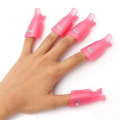 HiMo 10pc cap clips in pink secure remover wraps for quick polish changes