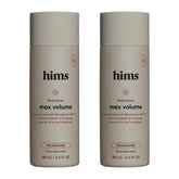 Hims & Hers Max Volume Shampoo bottle highlights root lift for fuller hair.