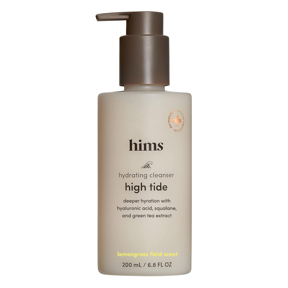Hims High Tide Hydrating Daily Cleanser bottle front view highlighting moisturizing formula