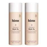 Hims Thick Fix Shampoo bottle front highlights saw palmetto for fuller-looking hair.
