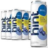 Hint Blueberry Lemon can front view showing portable zero-calorie hydration for on-the-go