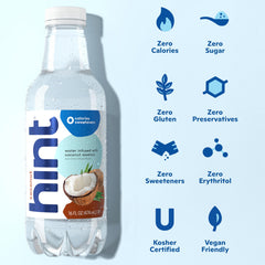 Hint still water crisp flavor closeup emphasizes natural coconut notes for clean hydration