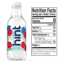 Hint bottle pour highlights zero sugar and zero calories.