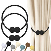 Hion magnetic curtain tiebacks in black, two-piece set for easy, stylish curtain control