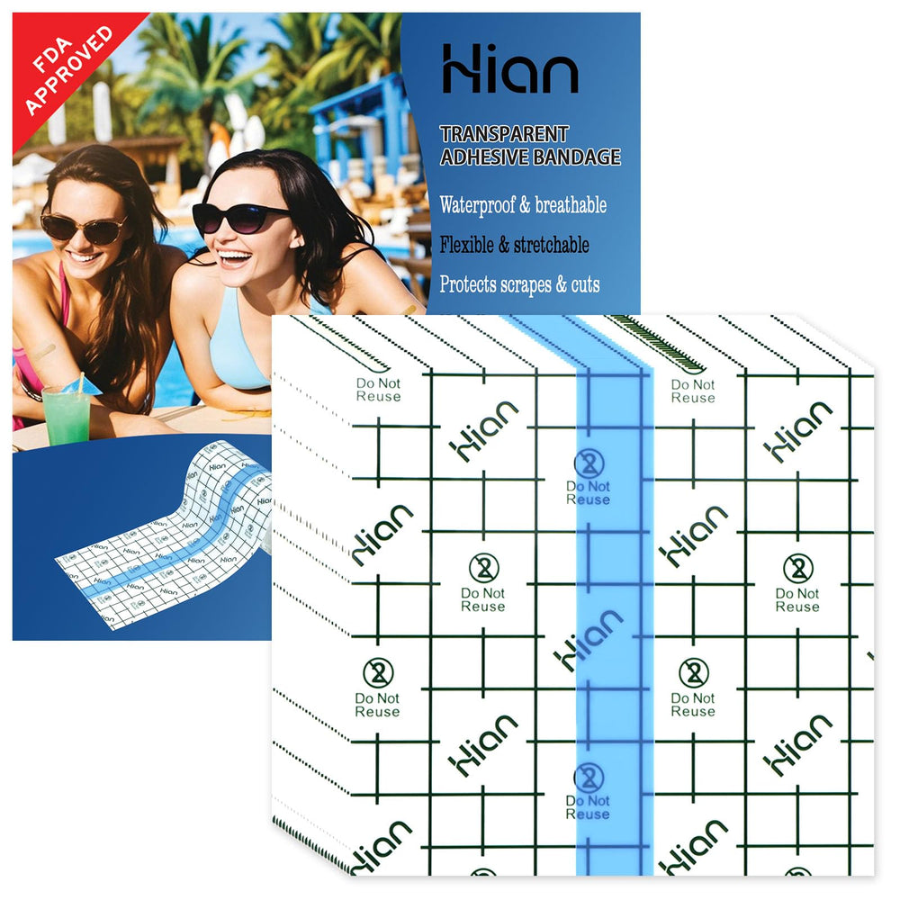 Hion tattoo aftercare bandage with transparent film dressing protects a new tattoo.