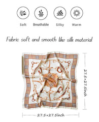 Hioyiwse satin bandana tied at the neck for elegant style.