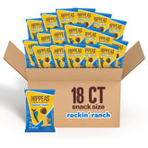 HIPPEAS Rockin' Ranch chips bag close-up highlighting protein-rich plant-based snack for on-the-go.