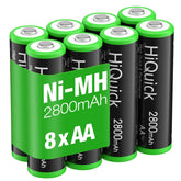 HiQuick 2800mAh AA pack-8 for reliable power in daily devices.