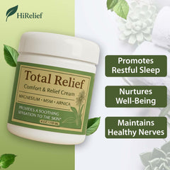 HiRelief Total Relief Arnica-MSM blend label, soothing support after walking.