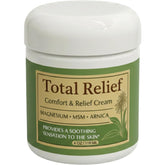 HiRelief Total Relief Cream bottle closeup, non-greasy formula for daily comfort after activities.