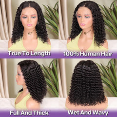 HIRIREMY Deep Wave BOB wig back view demonstrates fullness and bounce