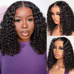 HIRIREMY Deep Wave BOB wig front view for natural-looking hairline and easy wear