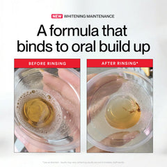 HISMILE iD Stain mouthwash pour action showing usage and freshness.