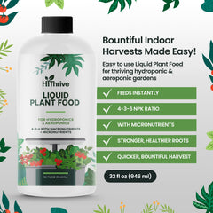 Dosing guide showing 5ml per quart mixing for vibrant growth with HiThrive.