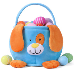 HitToys Easter Bunny Basket with a cute plush face, ideal for Easter egg hunts and play.